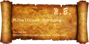Mihalicsek Benigna névjegykártya